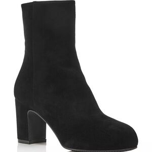 Stuart Weitzman Gianella Black Suede Ankle Boots Block Heel Women - with box